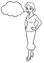 Business woman suit dialogue coloring page cartoon illustration