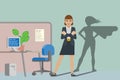 Business Woman Super Hero Shadow Office Mascot Royalty Free Stock Photo