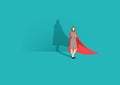 Business woman superhero vector concept. Business Woman with superhero shadow. Symbol of confidence, leadership, power, feminism