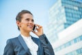 Business woman talking mobile phone Royalty Free Stock Photo