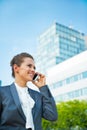 Business woman talking mobile phone Royalty Free Stock Photo