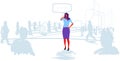 Business woman talking phone chat bubble communication businesswoman standing outdoor out from crowd speech conversation