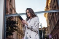 Business woman talking on smart phone. Business people office worker talking on smartphone smiling happy Royalty Free Stock Photo