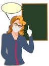 The business woman , teacher half body pointing green board illustration Royalty Free Stock Photo