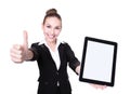 Business Woman or teacher showing tablet pc Royalty Free Stock Photo