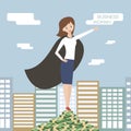 Business woman. Team leader, boss, hero woman.Superhero business lady. Vector illustration.