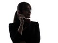 Business woman telephone silhouette Royalty Free Stock Photo