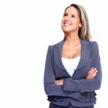 Business woman thinking solution. Royalty Free Stock Photo
