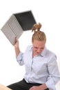 Business Woman Throwing Laptop 4