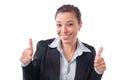 Business woman thumbs up