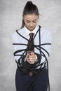 Business woman tied up when trying to bribe Royalty Free Stock Photo