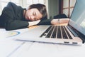 Business woman tired asleep on the office room while working Royalty Free Stock Photo