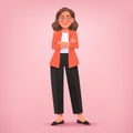 Business woman is tired or sad. Resentment, bad mood or stress. Vector illustration