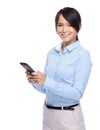 Business woman touch on mobile phone Royalty Free Stock Photo