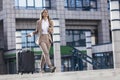 Business woman travel to airport, hotel or office. Royalty Free Stock Photo