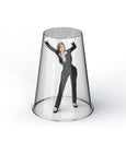 Business woman under glass ceiling