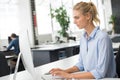 Business woman using computer