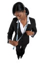 Business woman using measuring tape Royalty Free Stock Photo