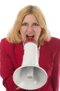 Business Woman Using Megaphone