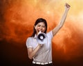 Business woman using megaphone Royalty Free Stock Photo