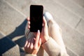 Business woman using mobile phone in city Royalty Free Stock Photo