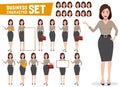 Business woman vector character set with professional young female