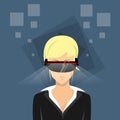 Business Woman Virtual Reality Cyber Play Video Game Wear Digital Glasses