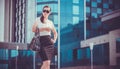 Business woman walking outside in city Royalty Free Stock Photo