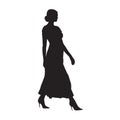 Businesswoman walking, side view, isolated vector silhouette. Business people, model. Attractive people Royalty Free Stock Photo