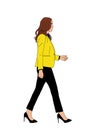 Business woman walking side view vector isolated. Royalty Free Stock Photo