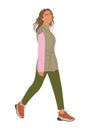 Business woman walking side view vector isolated. Royalty Free Stock Photo