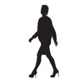 Business woman walking, side view. Vector silhouette Royalty Free Stock Photo