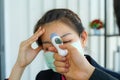 Business woman was sick from flu in the office and fro COVID-19 virus pandemic Royalty Free Stock Photo