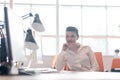 Business woman working on computer at office Royalty Free Stock Photo