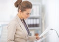 Business woman working with documents in office Royalty Free Stock Photo