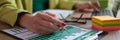 Business woman working with documents at the table in office closeup Royalty Free Stock Photo