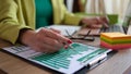 Business woman working with documents at the table in office closeup Royalty Free Stock Photo