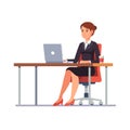 Business woman working at her clean office desk Royalty Free Stock Photo