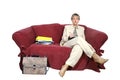 Business Woman Working at Home on Couch Royalty Free Stock Photo