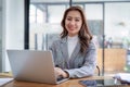 Business woman working at home office and analyze financial report document. Accounting and Finance concept Royalty Free Stock Photo