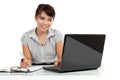 Business woman working on laptop