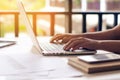 Business woman working on laptop computer in office Royalty Free Stock Photo