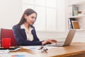 Business woman working on laptop at office Royalty Free Stock Photo