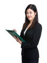 Business woman write on clipboard Royalty Free Stock Photo