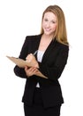 Business woman write on clipboard Royalty Free Stock Photo