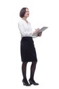 business woman writing something in a clipboard . Royalty Free Stock Photo