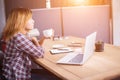 Business woman writing something on notepad in office Royalty Free Stock Photo