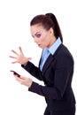 Business woman yelling on cell phone Royalty Free Stock Photo