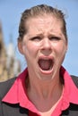 Business Woman Yelling Wearing Suit Royalty Free Stock Photo