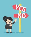 Business woman yes on no Royalty Free Stock Photo